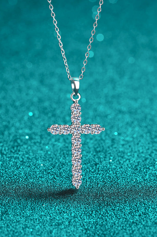 Baeful 925 Sterling Silver Cross Moissanite Necklace